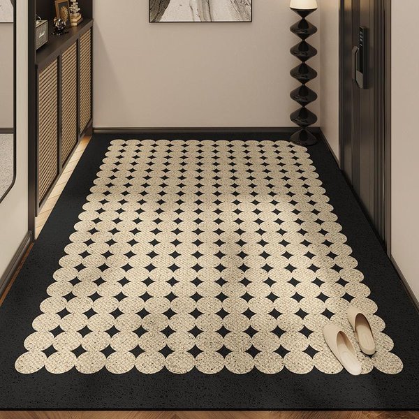 Alfombra Moderna Simple Para Puerta De Entrada Felpudo Para Piso Ins Hogar Porche Alfombra Antideslizante Alfombra De Anillo De Seda Para Puerta Alfombra Para Quitar Arena Y Polvo 80*120Cm-image