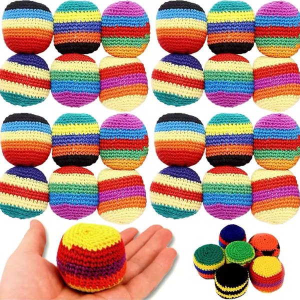 6 Szt. RęCznie Robiony SzydełKowy Hacky Sack, Ulepszone SzydełKowe Woreczki Do żOnglerki Stopami, WzóR Geometryczny Dla DorosłYch I PocząTkująCych Blue-image