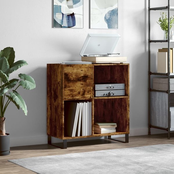Vidaxl Mueble Para Cds, Roble Ahumado, 84,5X38X89 Cm-image