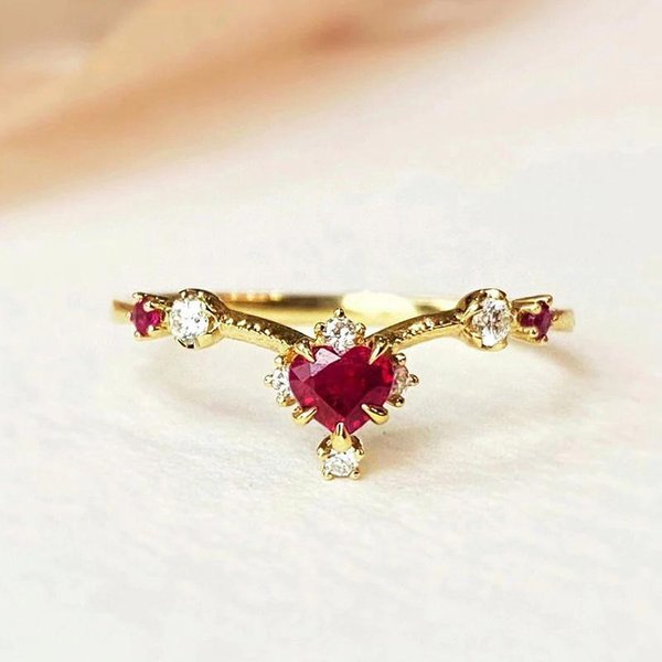Huitan CorazóN Zirconia CúBica Roja Nuevos Anillos Para Mujer EstéTico Anillo De Boda Accesorios DeclaracióN Anillos Femeninos JoyeríA De Fiesta Regalo 10-image