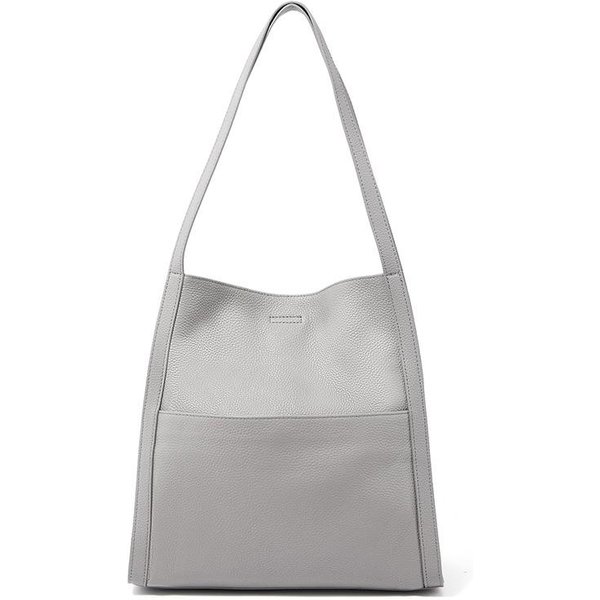 Bolso De Mujer De Cuero Genuino Nuevo Bolso Tote De Gran Capacidad Bolso De Hombro Sencillo De Gama Alta VersáTil Bolso De Moda Para Mujer Gray-image