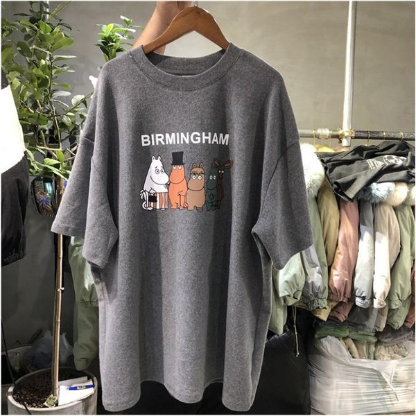Camiseta De Manga Corta Para Mujer, Verano, Nueva VersióN Coreana, Estilo Harajuku, Holgada Y VersáTil, Camiseta De Manga Media 2XL Gris-image