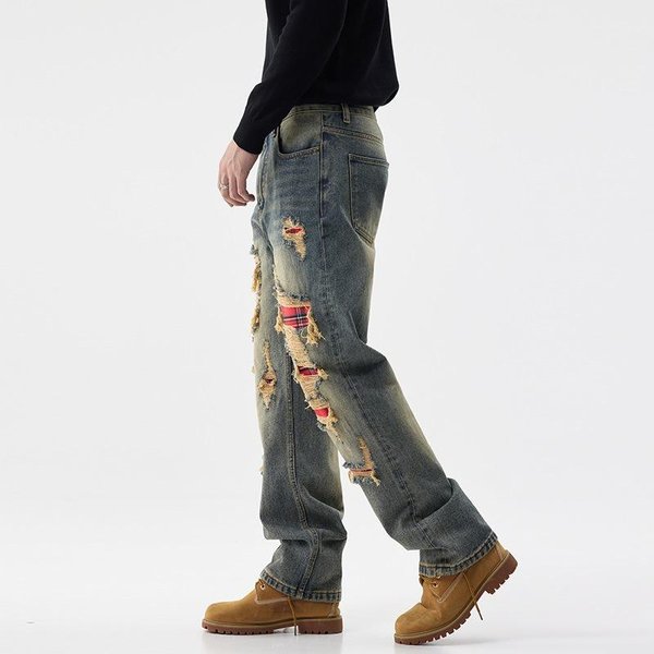 Marca De Tendencia Retro Americana Jeans Rectos Sueltos Nuevos Pantalones Personalizados Para Hombre De Primavera Y OtoñO 40 Gray-image