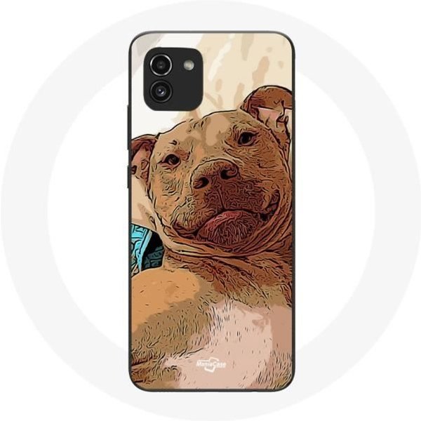 Funda - Maniacase - Samsung Galaxy A03 - MarróN - American Pit Bull Terrier - Silicona Flexible MarróN-image