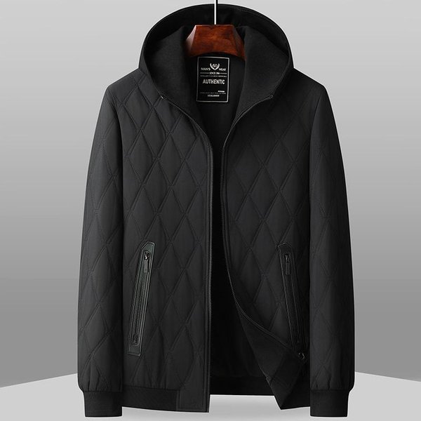 Abrigo De AlgodóN OtoñO E Invierno Nuevo Abrigo De AlgodóN Casual Ligero Con Capucha Para Hombre Chaqueta De AlgodóN Para Hombres JóVenes Y De Mediana Edad 4XL Black-image