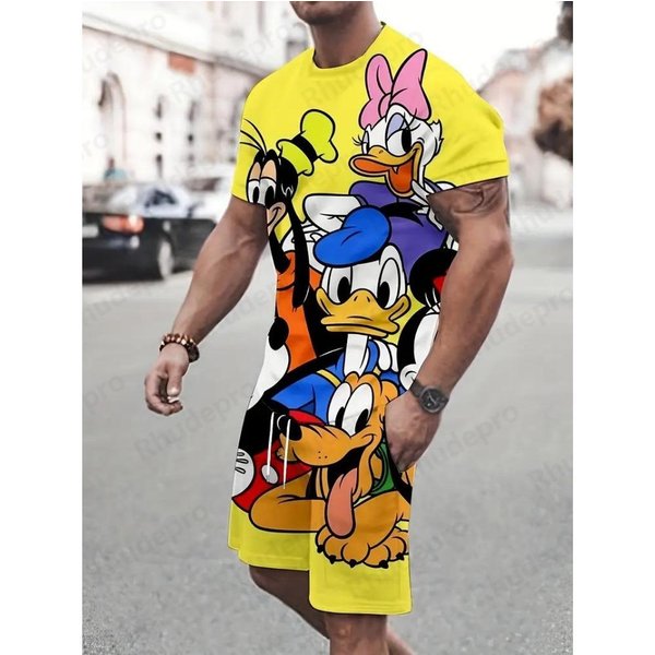 2026 Conjunto De Camisetas De Manga Corta De Moda Donald Duck Conjunto De Camisetas De Manga Corta Con Cuello Redondo Top Casual Con Cuello Redondo Camiseta ImpresióN 3D 5XL Black-image