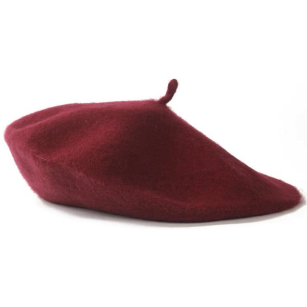 WełNiany Beret Retro Brytyjski WełNiany Dzianinowy Kapelusz Malarza Kapelusz CiepłY Dla DorosłYch Jesień/Zima One Size Koloru Czerwonego Wina-image