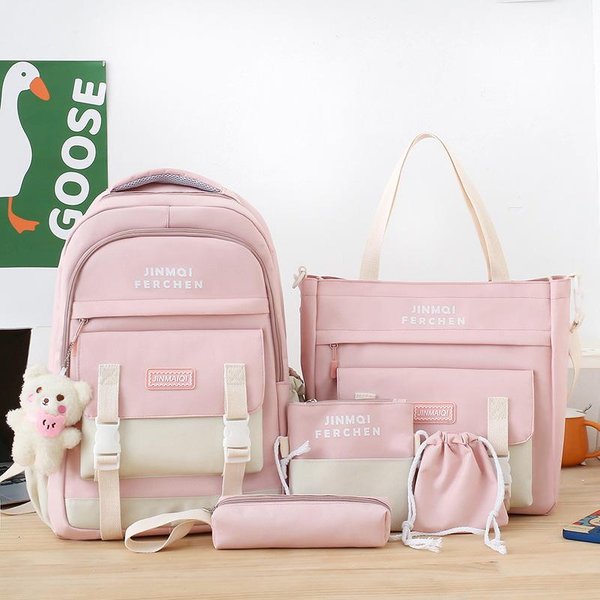 Mochila Escolar Estudiantes De Primaria Mochila Escolar Para NiñOs Estudiantes De Secundaria Estudiantes De Secundaria Mochila De Cinco Piezas-image