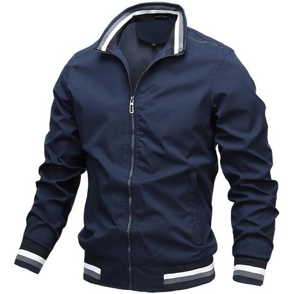 Chaqueta Casual Para Hombre, Chaqueta Deportiva De Color SóLido Para Primavera Y OtoñO, Para Hombre L Azul Marino-image