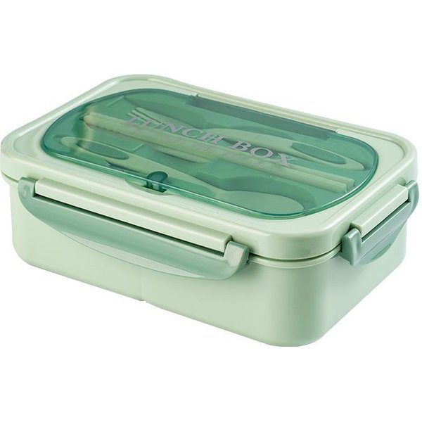 Lunch Box Z Zastawą StołOwą Dla PracownikóW Biurowych Kwadratowy Podzielony Pojemnik Na Kuchenkę Mikrofalową Bento Box Szczelny Pojemnik Na żYwność Na Piknik I Kemping 3&1 Zielony-image