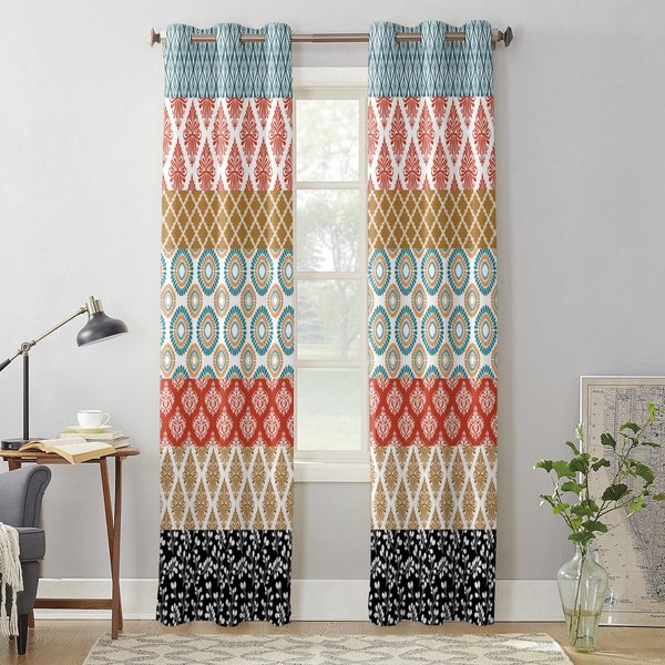 Cortinas De Ventana Modernas Con Rayas GeoméTricas Bohemias Para Sala De Estar Dormitorio Cortina Cocina Tratamiento Persianas Cortinas 135W X 60H(Cm) X1 Gray-image