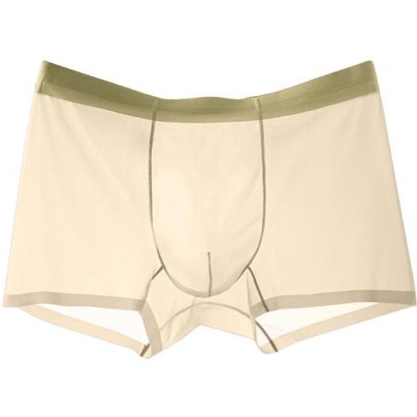 Calzoncillos Tipo BóXer Para Hombre, Cintura EláStica, Tiro Medio, Convexos En Forma De U, Ultrafinos, Transparentes, De Seda Helada, Sin Costuras. Xxxl Beige-image