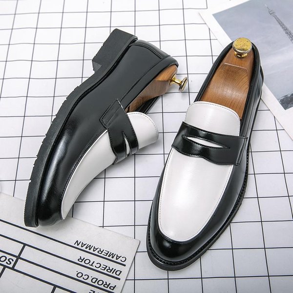 MęSkie Codzienne SkóRzane Buty Imprezowe SkóRzane Mokasyny MęSkie Klasyczne SpołEczne Formalne SkóRzane Buty Dla MężCzyzn Codzienne Biznesowe Eleganckie Mokasyny MęSkie 42 Czarny Kolor BiałY-image