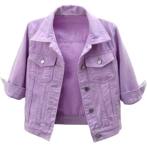2025 Nowa Damska Casualowa Wszechstronna KróTka Kurtka Jeansowa Wiosna/Jesień Medium Pink-image