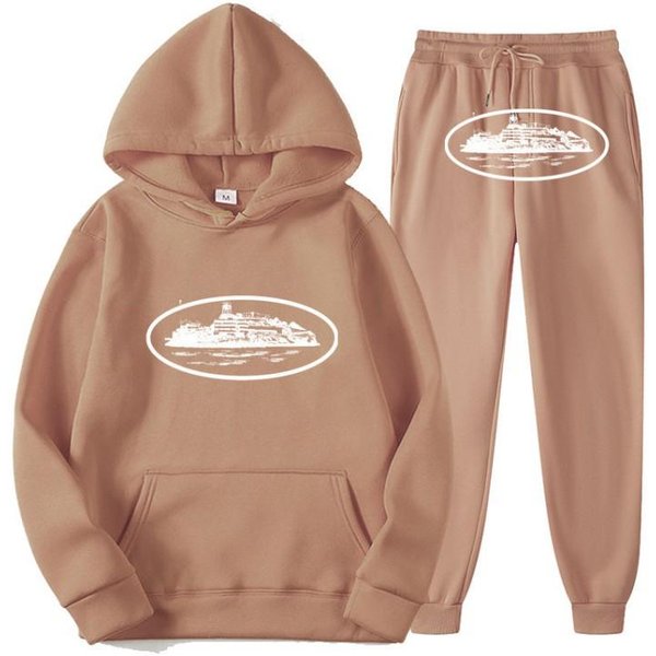 Conjunto De Sudadera Con Capucha Y Pantalones Jogger Oversize Unisex Ropa Deportiva Casual OtoñO Juventud Hip Hop Skateboarding Xxxl Beige-image
