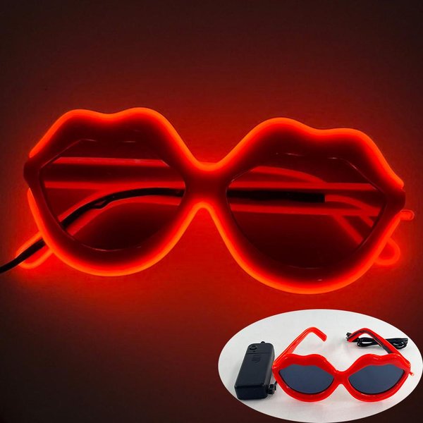 ŚWiecąCe Fluorescencyjne Okulary ŚWiecąCe Akcesoria Imprezowe Steampunkowe Okulary LED Z Lampkami MigająCe Neonowe Gogle Okulary Rekwizyty Klubowe Red-image