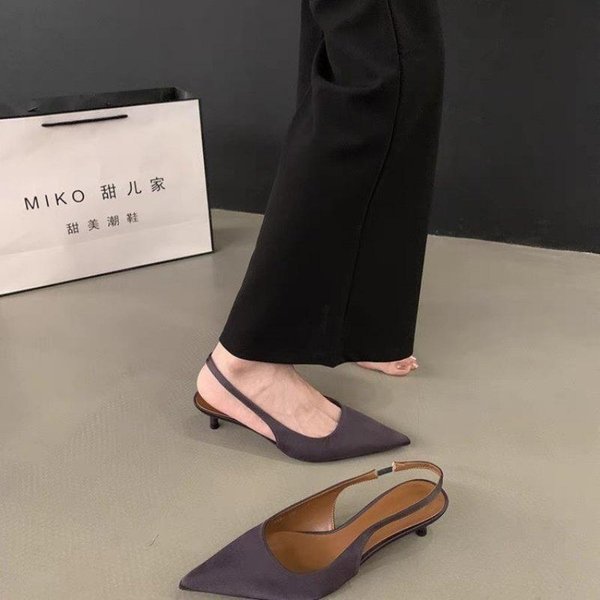 Zapatos De Mujer, Zapatos De TacóN Alto Con Tiras Cruzadas, Zapatos De Vestir Concisos, Zapatos De Punta Estrecha Para Mujer, Tacones Bajos Y Finos, Sandalias Sin Cordones De Talla Grande 40 PúRpura-image