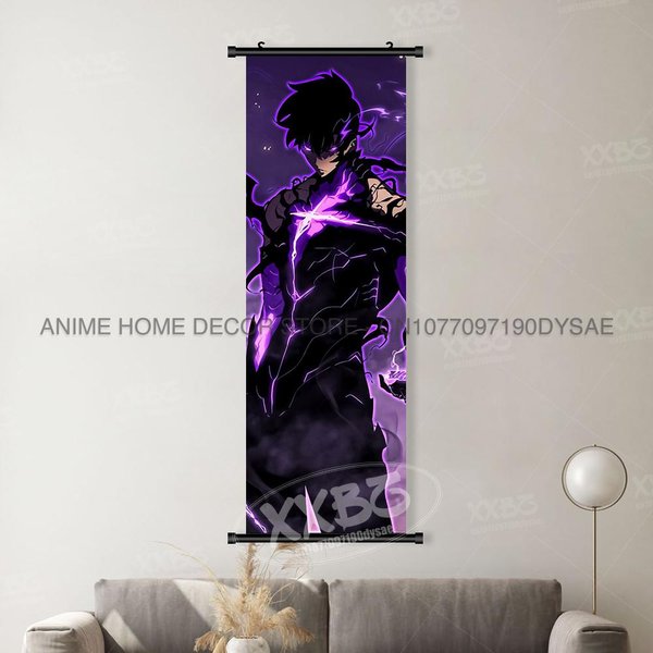 Solo Leveling Dekoracja Domu Sztuka ŚCienna Zwoje Obraz Postacie Anime Seong Jin Woo MalowidłO WisząCe Druk PłóTno Plakat Do Pokoju (As The Picture,40X120Cm(16X48Inch))-image