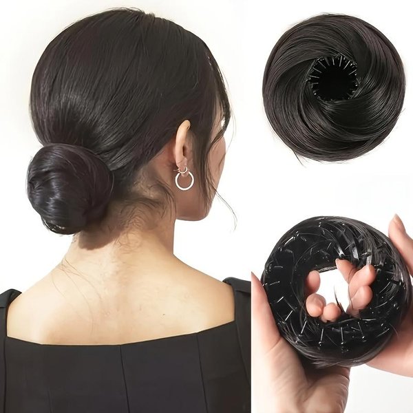 MoñO De Garra SintéTica Cabello Liso MoñO Negro MarróN Rubio ExtensióN Para Mujeres NiñAs Accesorios Para El Cabello Postizos Falsos Uso Diario Fiesta Halloween Brown-image