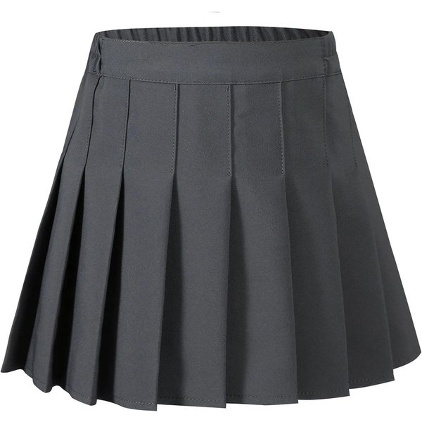 Falda Plisada De Verano Para NiñAs, Color SóLido, Casual, Combinable Con Todo, Falda Corta Para NiñAs De Escuela, Casual, Moda, ActuacióN De Baile, Falda LíNea A, Adolescentes 130Cm Gray-image
