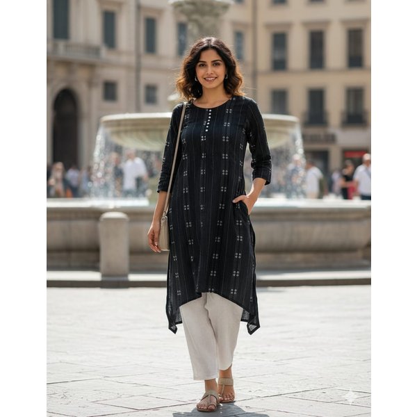 Conjunto De Kurta Y PantalóN De AlgodóN Negro De DiseñAdor Para Mujer, Estilo Bollywood Indio, TúNica, Kurta Y Salwar. XL Negro-image