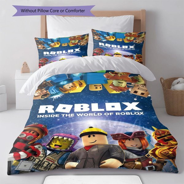 Gra Roblox Zestaw PośCieli Z Wzorem KołDra Poszewka Na KołDrę Poszewka Na Poduszkę Dekoracja Domu Prezent Urodzinowy (1 * Poszwa Na KołDrę + 2 * Poszewki Na Poduszki, Bez Rdzenia) 250X220Cm-image