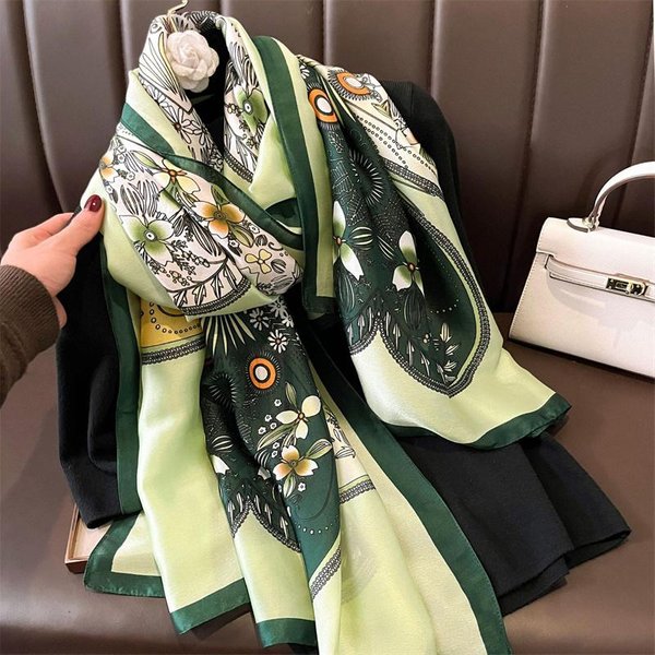180*90Cm Marca De Lujo Mujer Verano Bufandas De Seda Chal SeñOra Envoltorio Suave Femenino Europa DiseñAdor Playa Bandana Foulard Bufanda Pareo One Size-image
