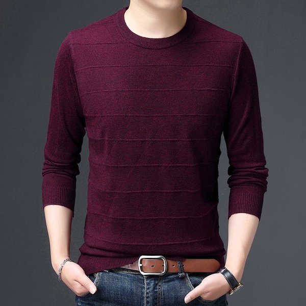 SuéTer Para Hombre SuéTer De Punto Color SóLido Jacquard Rayado Cuello Redondo Manga Larga Top BáSico 4XL-image