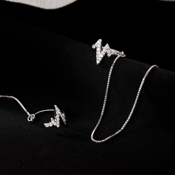 1 Pieza Plata De Ley 925 Pendientes De BotóN GeoméTricos Con Borla Sexy Y Cristal Para Mujer JoyeríA Pendientes Femeninos Eh158 Black-image