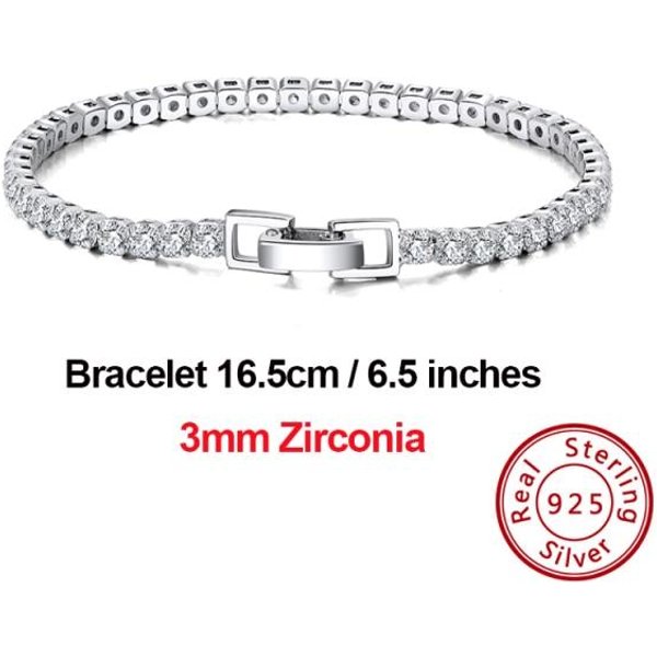 Pulseras De Tenis Rinntin Para Mujer Hombre Pulseras De Tenis De Plata De Ley 925 De Lujo Pulsera De Circonita CúBica Brillante JoyeríA Sb91-image