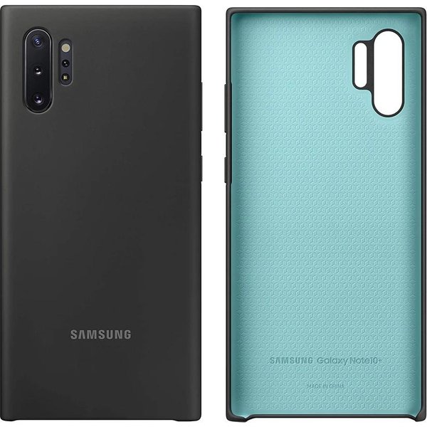 Oryginalne Etui Samsung Z PłYnnego Silikonu Dla Samsung Galaxy Note10+ Note 10 Plus Note 10+ MięKka, Odporna Na WstrząSy Obudowa Etui Na Telefon Czarny-image