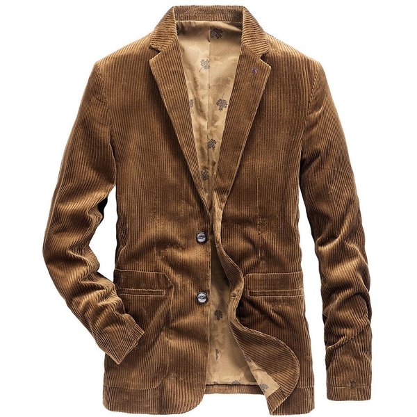 Jesień I Zima Nowa Kurtka MęSka Sztruksowa W Stylu KoreańSkim Casualowy Garnitur Top KoreańSki Modny MęSki Garnitur Kurtka 4XL Black-image
