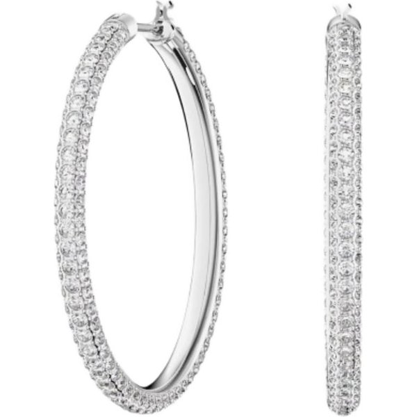 Pendientes De Anillo Swarovski Dextera Con Piedras Chapado En Rodio Pendientes Para Mujer 5389432 Box+Shopping Bag White-image