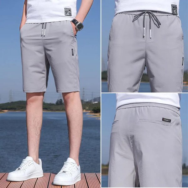 Pantalones Cortos Casuales De Color SóLido Para Hombre De Verano, Pantalones Rectos Finos De Cinco Puntos 38-image