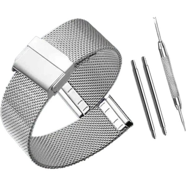 MediolańSki Pasek Do Zegarka 12Mm 14Mm 16Mm 18Mm 20Mm 22Mm 24Mm Uniwersalny Metalowy Pasek Do Zegarka Ze Stali Nierdzewnej Bransoleta Czarny RóżOwe ZłOto 20Mm BiałY-image