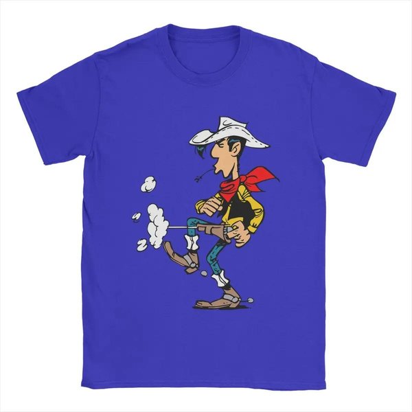 2026 Moda Letnia Modny T-Shirt MężCzyźNi Kobiety Vintage Top Lucky Luke Koszulka KreskóWka BawełNiana Odzież Szalony KróTki RęKaw OkrąGłY Dekolt T-Shirt M Gray-image