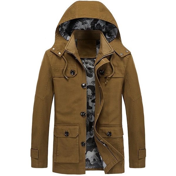 Chaqueta Fina Informal De Talla Grande Para OtoñO E Invierno Para Hombre, Gabardina VersáTil De Talla Media Y Larga Para Hombre 5XL Caqui-image
