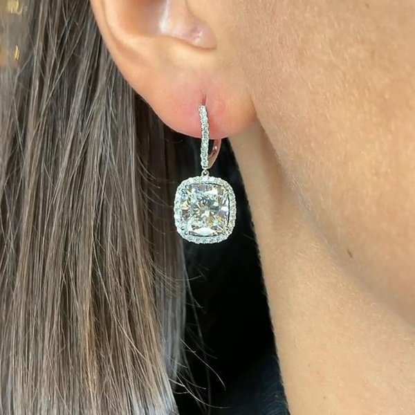 Pendientes Colgantes Huitan De Circonita CúBica Gorgeous Para Mujer, Pendientes Colgantes De Cristal RomáNticos, JoyeríA Femenina De Temperamento Para Boda-image
