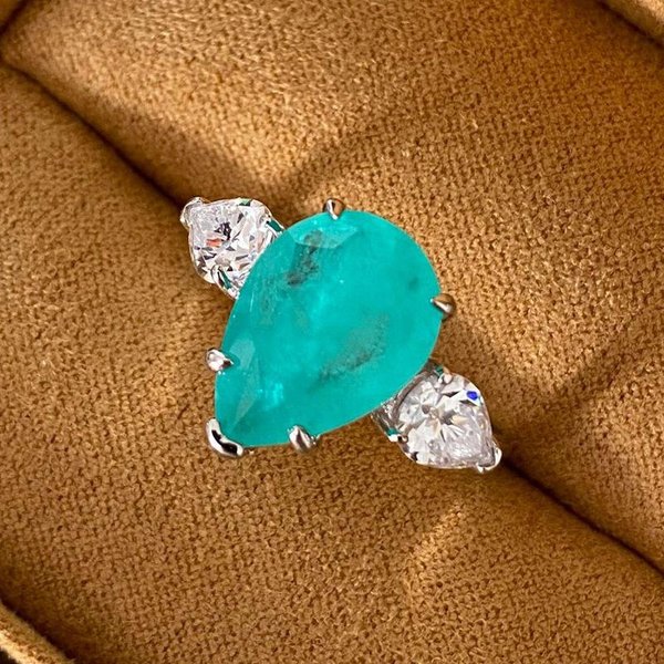 Anillo De Color Tesoro Europeo Y Americano Anillo Popular Europeo Y Americano Estilo Retro Paraiba Simulada Piedra Principal No. 10-image