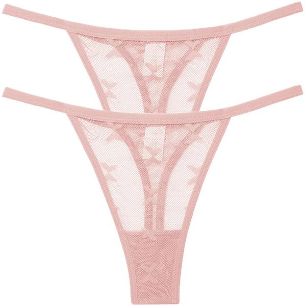 2 Sztuk/Zestaw Mesh Przezroczyste Stringi Damskie Majtki Bielizna Damska Bezszwowe Stringi Kobiece Kalesony Bielizna Intymna S-XL L White-image