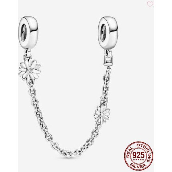 Plata De Ley 925 Cadenas De Seguridad CláSicas Cuentas Charm Ajuste Pulsera Original De 3Mm Brazalete FabricacióN JoyeríA De Moda White-image
