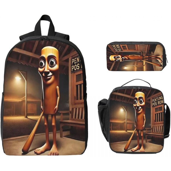 Mochila Infantil Brainrot Tung Tung Sahur Fiambrera Estuches Para NiñOs Mochilas Preescolares Kawaii Mochila Escolar Set De Mochila-image