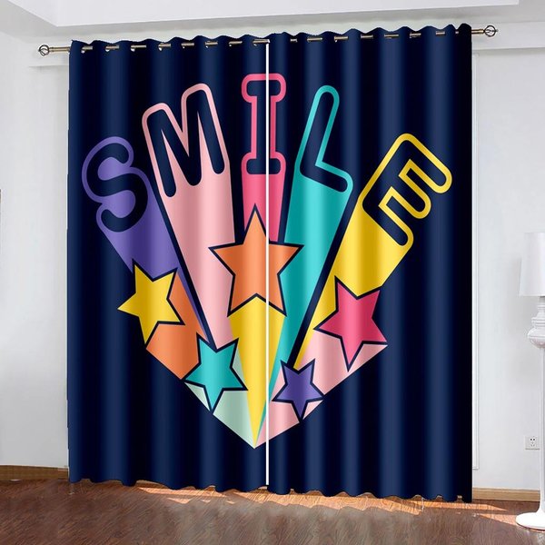 UśMiechnięTa Twarz Hipster Grafika Wektorowa ZaciemniająCa ZasłOna Okienna Do Sypialni Salonu ŁAzienki Kuchni Drzwi Wysokie Zacienienie Nowy WzóR W55 X H120Cm X 2&Grommet Top-image