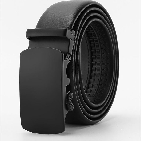 Nowy Styl Dwuarogowa SkóRa BydlęCa Pasek MęSki Automatyczna Klamra Prawdziwa SkóRa BydlęCa Biznesowy I Codzienny Pasek 110-130Cm Black-image