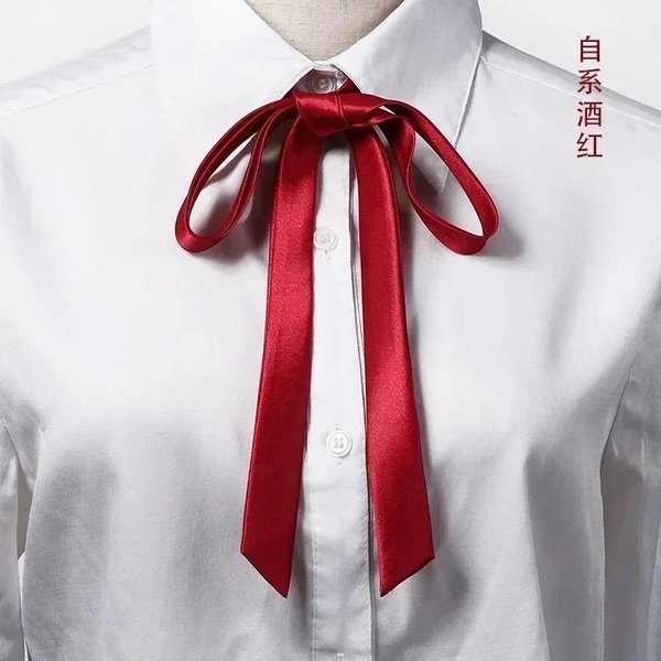 Corbata PequeñA Coreana Pajarita Estilo Universitario Uniforme Escolar Camisa Accesorios Para Hombre Mujer SeccióN Larga Lazos Cuellos Flores CN BorgoñA-image
