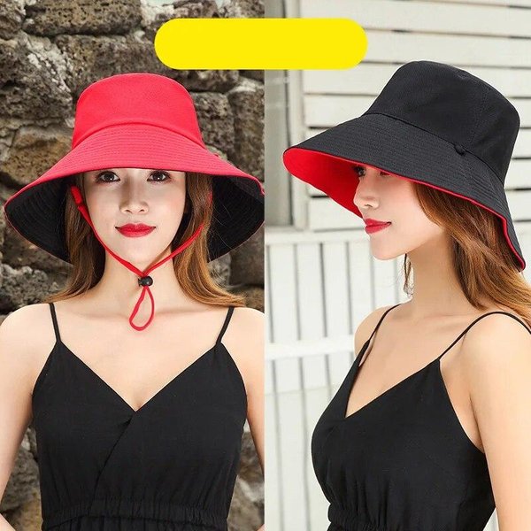 Sombrero De Pescador Para Mujer Verano Cubre Cara, Protector Solar, Sombrero Parasol De Ala Ancha, Celebridad De Internet Doble Cara Y VersáTil Single Code-image
