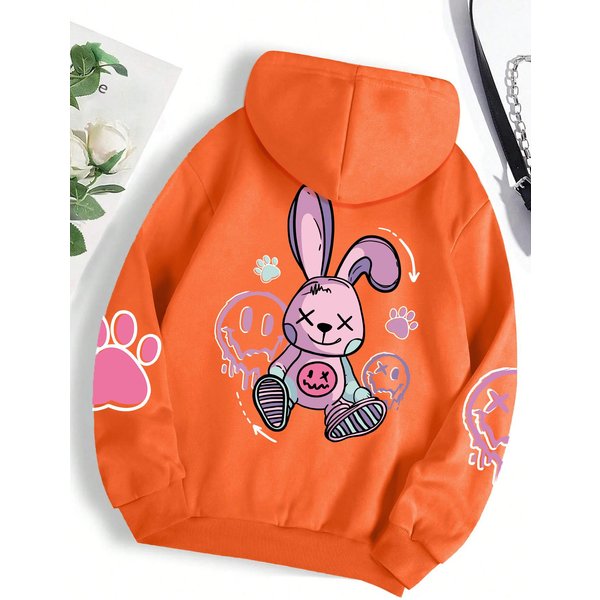 Hip Hop Street Casual Drukowane Damskie Bluzy Z Kapturem Modne Bluzy Z Kapturem Oversize LuźNe Nowe Bluzy Jesienne CiepłE Polarowe Ubrania XL-image