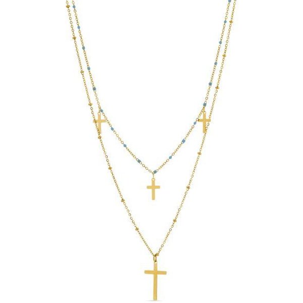 Collar De Cristal Azul Luxenter Acabado En Oro Amarillo De 18 Quilates - Lidriel-image