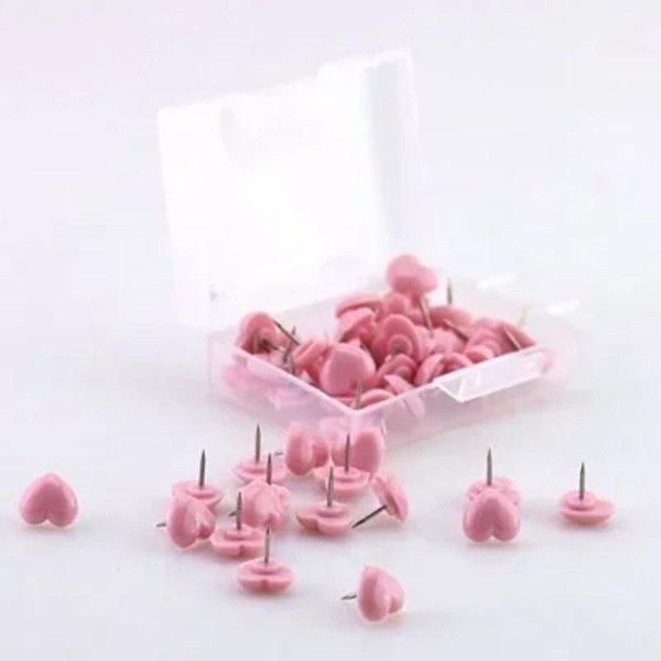 Forma De CorazóN Paquete De 50 PláStico Alta Calidad Tablero De Corcho Seguridad Chinchetas De Colores Chinchetas Accesorios Suministros De Oficina Escuela Varios Colores-image