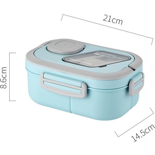 Fiambrera PortáTil De 1200 Ml Para Oficina, Microondas, Microondas, Con Asa, Compartimento Para Estudiantes, Tenedor Y Cuchara.-image